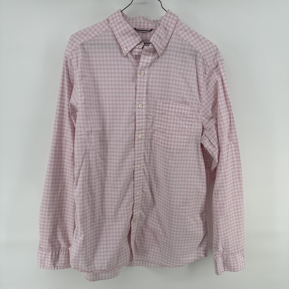 Vineyard Vines Shirt Mens Medium Pink Check OTG Performance Stretch Button Up